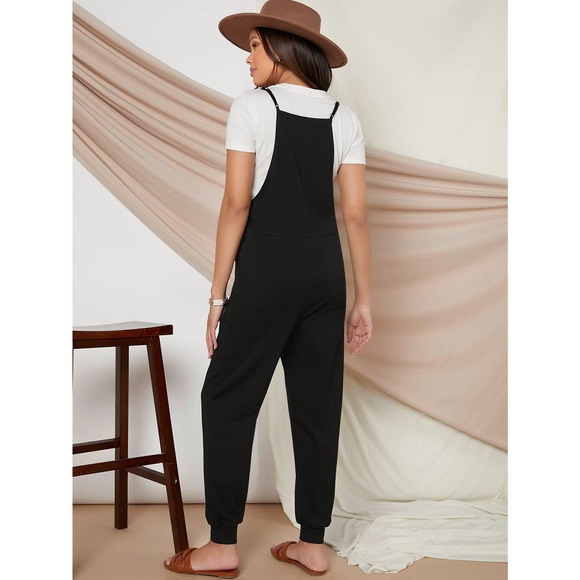 Maternity Buttoned Front Jumpsuit Without Tee black - Picture 2 of 6